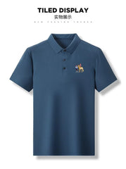 New style ice silk jacquard polo shirt short sleeve summer men's t-shirt casual business fashion stand collar t-shirt men