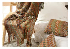 Knitted Blankets Bohemian Plaid Throw Blanket Sofa Cover With Tassels Travel Leisure Bed Cover Blanket boho Bedspread
