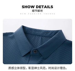 New style ice silk jacquard polo shirt short sleeve summer men's t-shirt casual business fashion stand collar t-shirt men