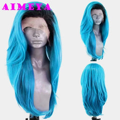 AIMEYA Silver Grey Lace Wig Heat Resistant Synthetic Lace Front Wig Long Natural Wave Mix Blonde Lace Wigs Daily Use Cosplay