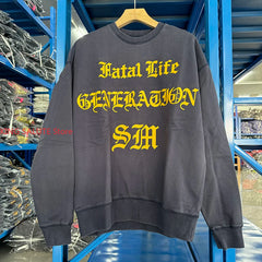 Winter Series SAINT Round Neck Oversized Men Sweater ARIES Print Beige Vintage Pullover Streetwear