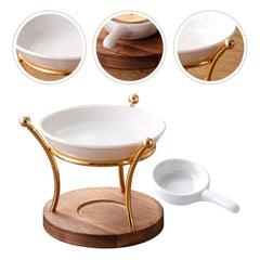 2Pcs Ceramic Iron Wood Material Essential Oil Burner Vintage Tealight Holder Wax Melts Aroma Diffuser Incense Burner Home