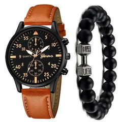 Men Casual Clock Watch set