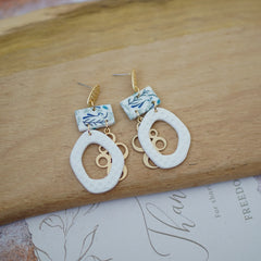 Trendy Fashion Leaf Pattern Multi Layer Dangle Navy Aqua Vitage Bohemian Polymer Clay Earrings Women's Accessories Party Holiday