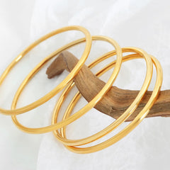 5pcs/set Stainless Steel Bracelet Bangles For Women 18K Gold Plated Waterproof No Tarnish Women's Minimalist Bracelets Bangle