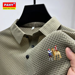 New style ice silk jacquard polo shirt short sleeve summer men's t-shirt casual business fashion stand collar t-shirt men
