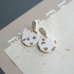 Flower Pattern Multi Mixed Dark Colors Arch Pendant Dangle Marble Gentle Dots Polymer Clay Earrings Sets Party Casual Wear