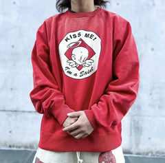 Winter Series SAINT Round Neck Oversized Men Sweater ARIES Print Beige Vintage Pullover Streetwear