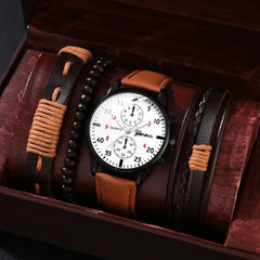 Men Casual Clock Watch set