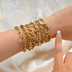 Gold Plated Paperclip Chunky Chain Bracelet Rhombus Geometric Minimalist Bracelets for Women Stainless Steel Irregular Jewelry