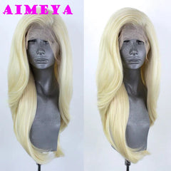 AIMEYA Silver Grey Lace Wig Heat Resistant Synthetic Lace Front Wig Long Natural Wave Mix Blonde Lace Wigs Daily Use Cosplay