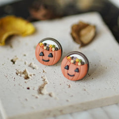 Trendy Fashion Delicate Unique Multi Colors Shapes Halloween Ghost Flower Polymer Clay Earrings Holiday Women's Accessories Gift