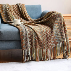 Knitted Blankets Bohemian Plaid Throw Blanket Sofa Cover With Tassels Travel Leisure Bed Cover Blanket boho Bedspread
