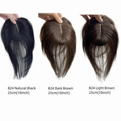 Body Wavy Brazilian Human Hair Toppers 25cm Clip In Hairpieces Extensions Increase Hair Volume for Women Mild Light Brown Remy