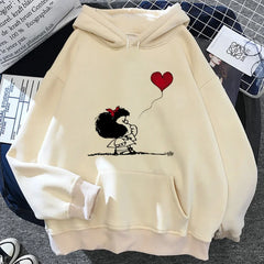 Mafalda Hoodie Graphic Patterned Funny Youthful Teen Tracksuits Athleisure Harajuku Autumn and Winter Women Men Hoodie Pullover
