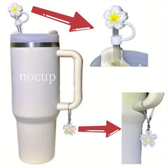 2pcs Silicone Cup Accessories For 30/40 Oz Stanley Cups, Reusable Dustproof Silicone Straw Plugs With Floral Design