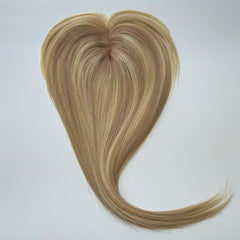 Human Hair Topper For Women Toppers With Bangs Clips In Hairpieces 100% Human Hair Wigs Natural Straight Hair Blonde Silk Base