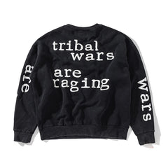 Winter Series SAINT Round Neck Oversized Men Sweater ARIES Print Beige Vintage Pullover Streetwear