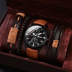 Men Casual Clock Watch set