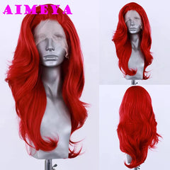 AIMEYA Silver Grey Lace Wig Heat Resistant Synthetic Lace Front Wig Long Natural Wave Mix Blonde Lace Wigs Daily Use Cosplay