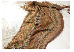 Knitted Blankets Bohemian Plaid Throw Blanket Sofa Cover With Tassels Travel Leisure Bed Cover Blanket boho Bedspread