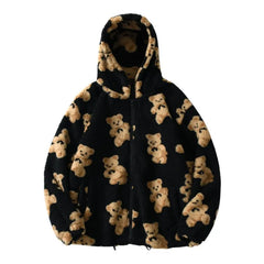 Hoodies Women Sweatshirts Animal Hooded Thickening Leisure Fleece Cartoon Bear Plush Fleece Zipper Pockets Clothing YKDnz7003