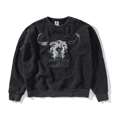 Winter Series SAINT Round Neck Oversized Men Sweater ARIES Print Beige Vintage Pullover Streetwear