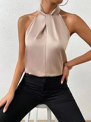 Sleeveless vest silk blouse