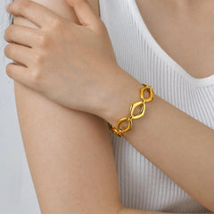 Gold Plated Paperclip Chunky Chain Bracelet Rhombus Geometric Minimalist Bracelets for Women Stainless Steel Irregular Jewelry