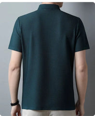 New style ice silk jacquard polo shirt short sleeve summer men's t-shirt casual business fashion stand collar t-shirt men