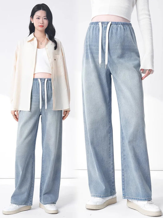 Maternity New Jeans Spring and Summer No Toddler Maternity Pants Straight Wide-Leg Pants Large Size Casual Pants Women's Jeans