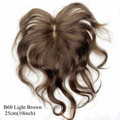 Body Wavy Brazilian Human Hair Toppers 25cm Clip In Hairpieces Extensions Increase Hair Volume for Women Mild Light Brown Remy