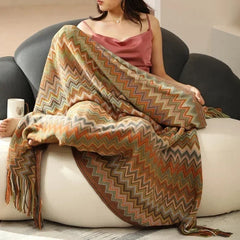 Knitted Blankets Bohemian Plaid Throw Blanket Sofa Cover With Tassels Travel Leisure Bed Cover Blanket boho Bedspread