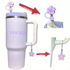 2pcs Silicone Cup Accessories For 30/40 Oz Stanley Cups, Reusable Dustproof Silicone Straw Plugs With Floral Design