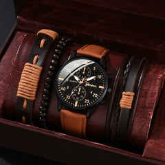 Men Casual Clock Watch set