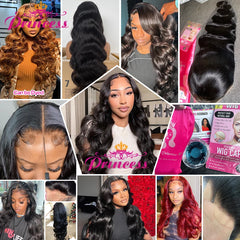 Princess Hair 13x6 Body Wave Lace Front Wigs Pre Plucked HD Transparent Frontal Wigs Human Hair Lace Front Wigs for Women