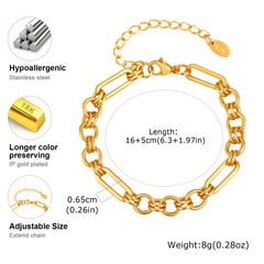 Gold Plated Paperclip Chunky Chain Bracelet Rhombus Geometric Minimalist Bracelets for Women Stainless Steel Irregular Jewelry