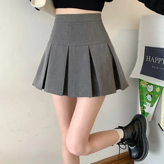 Slim Solid Color Pleated Short Skirt