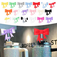 Exquisite Bow Straw Cap Covers Toppers Silicone Accessories For Stanley Cups 30&40 Oz Tumbler And With 1pc Protective Boot