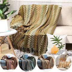 Knitted Blankets Bohemian Plaid Throw Blanket Sofa Cover With Tassels Travel Leisure Bed Cover Blanket boho Bedspread