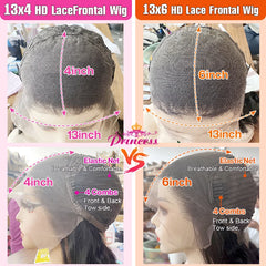 Princess Hair 13x6 Body Wave Lace Front Wigs Pre Plucked HD Transparent Frontal Wigs Human Hair Lace Front Wigs for Women