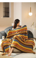 Knitted Blankets Bohemian Plaid Throw Blanket Sofa Cover With Tassels Travel Leisure Bed Cover Blanket boho Bedspread