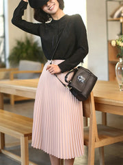 Solid Color Half Length Elastic Skirt