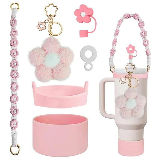 Stanley Cup Accessories Set Including Silicone Straw Cover, Silicone Boot, Water Bottle Handle Strap