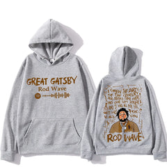 Rod Wave Graphic Printing Hooded Winter Hip Hop Grunge Sweatshirt Long-sleeved Fleece Clothing Ropa Hombre Casual Punk Pullovers