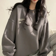 2024 Spring Autumn Women Sweatshirts Long Sleeve Oversized Hoodies Casual Letter Print Loose Pullovers Tops Harajuku Streetwear