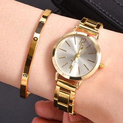2pcs Set- Watch & Gold Bracelet