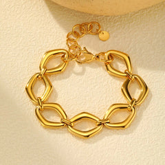 Gold Plated Paperclip Chunky Chain Bracelet Rhombus Geometric Minimalist Bracelets for Women Stainless Steel Irregular Jewelry