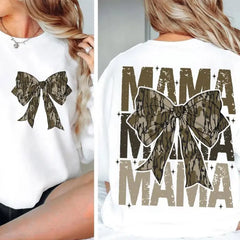 Mama Camo Coquette Bow Women Sweatshirts School Camo Girls Camo Bow Hoodies Retro Hunting Coquette Bow Oversized Sweatshirts