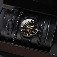Men Casual Clock Watch set
